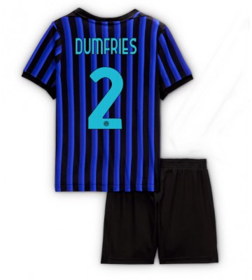 Inter Milan Denzel Dumfries #2 Replica Home Stadium Kit for Kids 2025-26 Short Sleeve (+ pants)